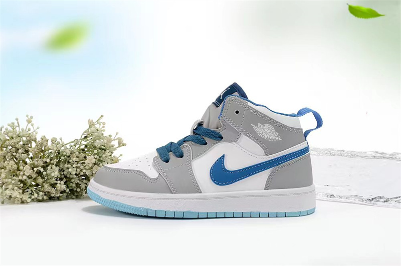 Youth Running Weapon Air Jordan 1 Grey/White Shoes 0132 Youth Running Weapon Air Jordan 1 Grey/White Shoes 0132